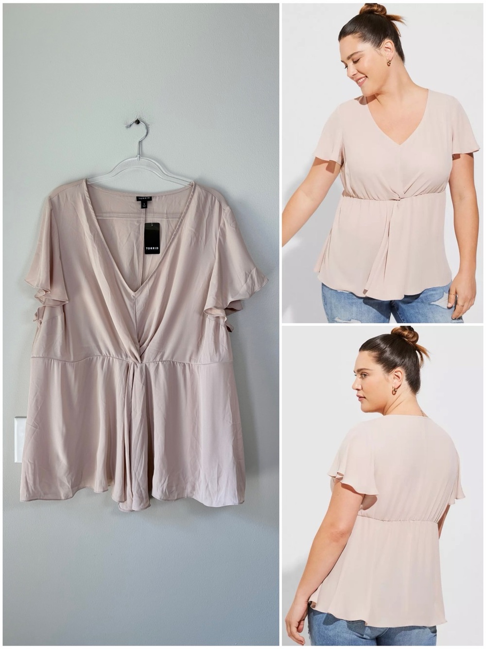 Torrid Georgette Twist Surplice Flutter Sleeve Blouse Feminine Date Night Fairy